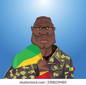 Embrace the essence of bravery and patriotism! Witness the power of an Malian soldier with the national flag. Fuel your designs with pride. Get this essential vector file and inspire greatness!