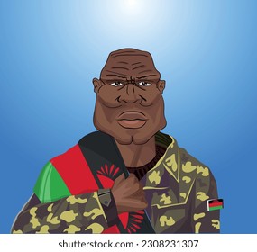 Embrace the essence of bravery and patriotism! Witness the power of an Malawian soldier with the national flag. Fuel your designs with pride. Get this essential vector file and inspire greatness!
