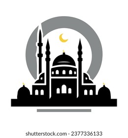 Verzieren Sie die Essenz des Islam mit diesem hochauflösenden Vektorlogo und zeigen Sie ein minimales modernes Design. Perfekt für den Druck im EPS-Format, es repräsentiert wunderbar die Schönheit einer Moschee.
