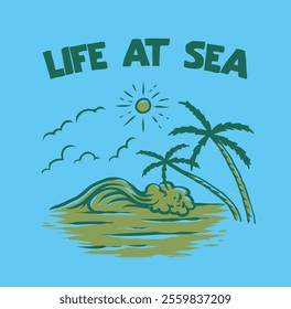 Embrace the essence of the ocean with this charming hand-drawn simple sea logo. Perfect for coastal businesses, marine projects, or any sea-inspired brand!