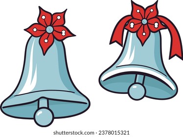 Embrace the festive spirit with this delightful pair of Christmas bells adorned with a vibrant red flower. 