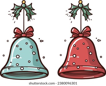 Embrace the festive spirit with this delightful pair of Christmas bells adorned with a vibrant red ribbon. Crafted from fabric and gracefully tied with a red ribbon