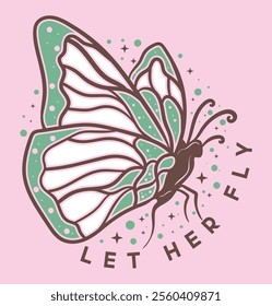 Embrace freedom and beauty with this "Let Her Fly" butterfly vector design. Perfect for inspirational art, nature lovers, and uplifting decor that celebrates transformation!