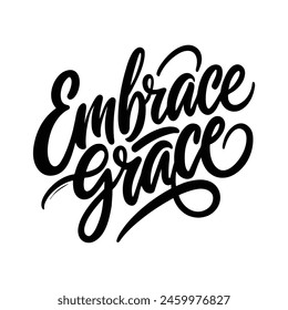 Embrace Grace text lettering vector black handwritten logo on white 