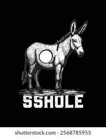 Embrace humor with this cleverly designed "SShole" donkey graphic design. Perfect for those who appreciate funny animal puns.