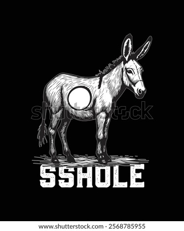 Embrace humor with this cleverly designed "SShole" donkey graphic design. Perfect for those who appreciate funny animal puns.