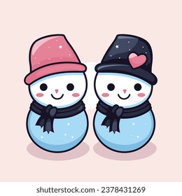 Embrace the joy of winter with this cute and whimsical snowman adorned in a hat and scarf. A classic and festive depiction that captures the simple pleasures and happiness of the season