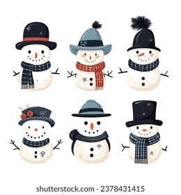 Embrace the joy of winter with this cute and whimsical snowman adorned in a hat and scarf. A classic and festive depiction that captures the simple pleasures and happiness of the season