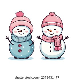 Embrace the joy of winter with this cute and whimsical snowman adorned in a hat and scarf. A classic and festive depiction that captures the simple pleasures and happiness of the season