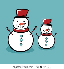 Embrace the joy of winter with this cute and whimsical snowman adorned in a hat and scarf. A classic and festive depiction that captures the simple pleasures and happiness of the season