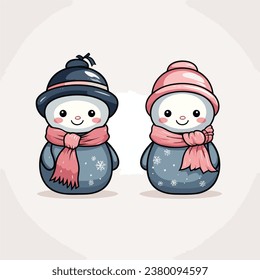 Embrace the joy of winter with this cute and whimsical snowman adorned in a hat and scarf. A classic and festive depiction that captures the simple pleasures and happiness of the season