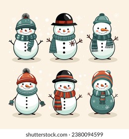 Embrace the joy of winter with this cute and whimsical snowman adorned in a hat and scarf. A classic and festive depiction that captures the simple pleasures and happiness of the season