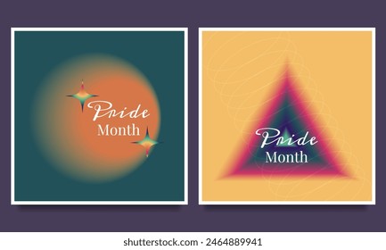 Embrace LGBTQ+ y2k vibes with sleek, minimalist squares in stylish gradients. Social media-ready backgrounds and post templates for vector art enthusiasts