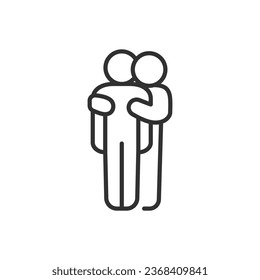 Embrace, linear icon. A person hugs a person. Moral support and support. Line with editable stroke