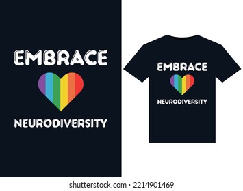 Embrace Neurodiversity illustrations for print-ready T-Shirts design