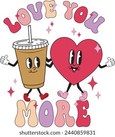 Embrace nostalgia with this charming retro Valentine's Day design. Inspired by vintage aesthetics, this PNG file features a 4500x5400px artboard adorned with classic motifs of love and romance.