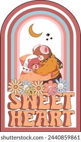Embrace nostalgia with this charming retro Valentine's Day design. Inspired by vintage aesthetics, this PNG file features a 4500x5400px artboard adorned with classic motifs of love and romance.