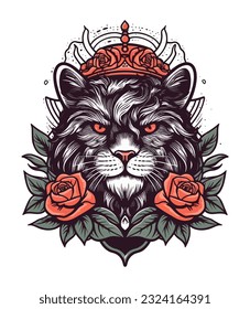 Embrace the playful elegance of a cat's curiosity, showcased through an intricate floral design in this captivating vector clip art