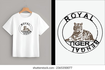 Embrace the power and majesty of the wild with our "Royal Bengal Tiger" typography design on a classic white t-shirt. This striking design pays homage to the iconic big cat, known for its regal.