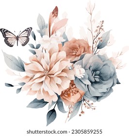 Embrace the romance of the past with this enchanting vintage-inspired floral vector, designed to infuse your wedding invitation with a sense of nostalgic charm