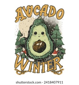 Embrace the season in style with our Avocado Winter T-shirt Design, blending comfort and charm for the colder months. Featuring adorable avocado motifs against wintry backgrounds