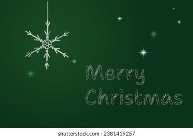 Embrace Season's Greetings Crafted Vector Card Adorned Intricate Snowflakes Perfect Addition Your Winter Collection Text Merry Christmas Green background Holiday mood Classic design December Scribble