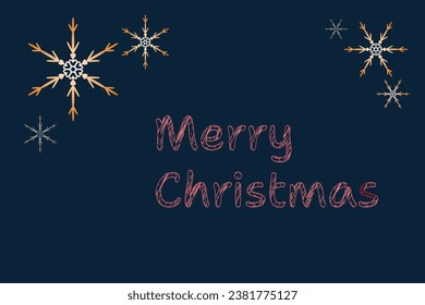Embrace Season's Greetings Crafted Vector Card Adorned Intricate Snowflakes Perfect Addition Your Winter Collection Text Merry Christmas blue background Holiday mood Classic design December Scribble