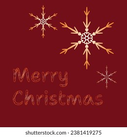 Embrace Season's Greetings Exquisitely Crafted Vector Card Adorned Intricate Snowflakes Perfect Addition Winter Collection Text Merry Christmas Red background Holiday mood Square classic format Joyful