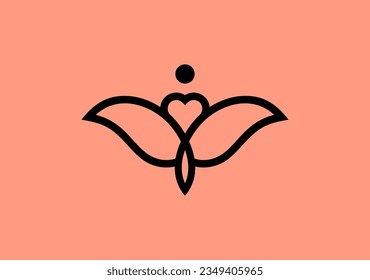 Embrace serenity and love with our elegant spa logo, merging a leaf-human and heart symbol harmoniously