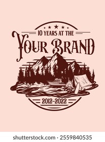 Embrace the spirit of adventure with this vintage logo featuring a stunning mountain design. Perfect for outdoor brands, travel companies, and nature enthusiasts!