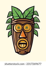 Embrace the spirit of the islands with a wooden tiki mask tribal logo. Unique, bold, and full of symbolism, it brings a touch of authenticity to your brand