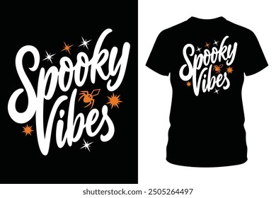 Umarmen Sie die gespenstische Jahreszeit mit diesem Spooky Vibes Halloween T-Shirt-Design. Perfekt für Halloween-Partys oder Freizeitkleidung, fängt dieses unheimliche Design die Essenz von Oktober Spaß und Schrecken.