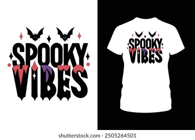 Umarmen Sie die gespenstische Jahreszeit mit diesem Spooky Vibes Halloween T-Shirt-Design. Perfekt für Halloween-Partys oder Freizeitkleidung, fängt dieses unheimliche Design die Essenz von Oktober Spaß und Schrecken.