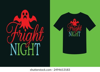 Embrace the spooky spirit with our "Fright Night Halloween Theme T-Shirt Design." Perfect for Halloween parties and celebrations, this unique design adds a touch of eerie charm to your festive attire.