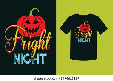 Embrace the spooky spirit with our "Fright Night Halloween Theme T-Shirt Design." Perfect for Halloween parties and celebrations, this unique design adds a touch of eerie charm to your festive attire.