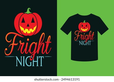 Embrace the spooky spirit with our "Fright Night Halloween Theme T-Shirt Design." Perfect for Halloween parties and celebrations, this unique design adds a touch of eerie charm to your festive attire.