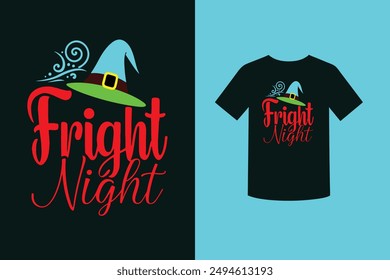 Embrace the spooky spirit with our "Fright Night Halloween Theme T-Shirt Design." Perfect for Halloween parties and celebrations, this unique design adds a touch of eerie charm to your festive attire.