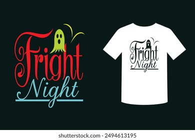 Embrace the spooky spirit with our "Fright Night Halloween Theme T-Shirt Design." Perfect for Halloween parties and celebrations, this unique design adds a touch of eerie charm to your festive attire.