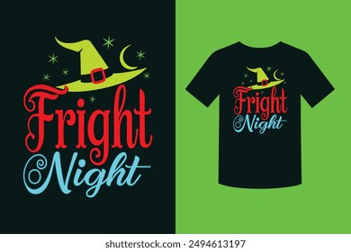 Embrace the spooky spirit with our "Fright Night Halloween Theme T-Shirt Design." Perfect for Halloween parties and celebrations, this unique design adds a touch of eerie charm to your festive attire.