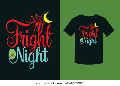 Embrace the spooky spirit with our "Fright Night Halloween Theme T-Shirt Design." Perfect for Halloween parties and celebrations, this unique design adds a touch of eerie charm to your festive attire.