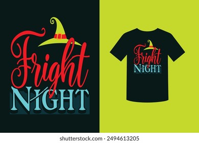 Embrace the spooky spirit with our "Fright Night Halloween Theme T-Shirt Design." Perfect for Halloween parties and celebrations, this unique design adds a touch of eerie charm to your festive attire.