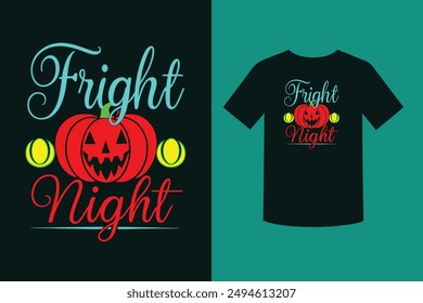 Embrace the spooky spirit with our "Fright Night Halloween Theme T-Shirt Design." Perfect for Halloween parties and celebrations, this unique design adds a touch of eerie charm to your festive attire.