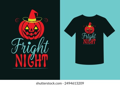 Embrace the spooky spirit with our "Fright Night Halloween Theme T-Shirt Design." Perfect for Halloween parties and celebrations, this unique design adds a touch of eerie charm to your festive attire.