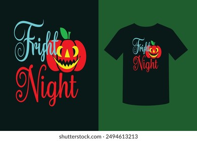 Embrace the spooky spirit with our "Fright Night Halloween Theme T-Shirt Design." Perfect for Halloween parties and celebrations, this unique design adds a touch of eerie charm to your festive attire.