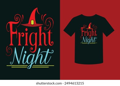 Embrace the spooky spirit with our "Fright Night Halloween Theme T-Shirt Design." Perfect for Halloween parties and celebrations, this unique design adds a touch of eerie charm to your festive attire.