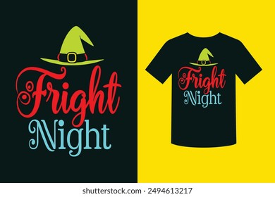 Embrace the spooky spirit with our "Fright Night Halloween Theme T-Shirt Design." Perfect for Halloween parties and celebrations, this unique design adds a touch of eerie charm to your festive attire.