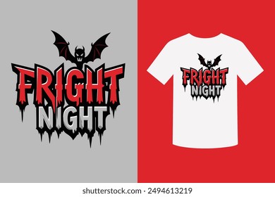 Embrace the spooky spirit with our "Fright Night Halloween Theme T-Shirt Design." Perfect for Halloween parties and celebrations, this unique design adds a touch of eerie charm to your festive attire.