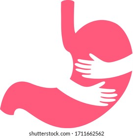 Embrace stomach. Human internal organ. Icon design. Flat style. Vector illustration isolated on white background.