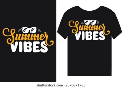 "Embrace the sun with our 'Summer Vibes' T-shirt! Featuring a  sunglass and a playful font, this tee captures the essence of fun, relaxation, and warm adventures!"