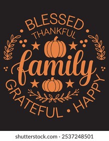 Embrace Thanksgiving in style with this "Blessed  Thankful" family tee, perfect for sharing gratitude and joy this holiday season. Featuring cozy autumn vibes, it’s ideal for family gatherings, fall 